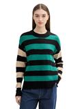 Gestreifter Strick Pullover green black stripe