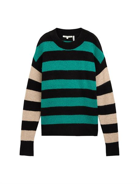 Gestreifter Strick Pullover green black stripe
