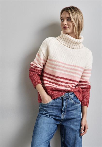 Gestreifter Strickpullover petal rose