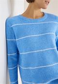 Gestreifter Strukturpullover fountain blue melange