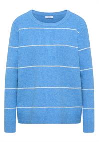 Gestreifter Strukturpullover fountain blue melange