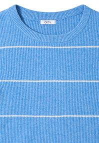 Gestreifter Strukturpullover fountain blue melange