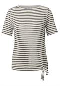 Gestreiftes Ajour T-Shirt light beige