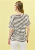 Gestreiftes Ajour T-Shirt light beige