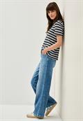 Gestreiftes Ajour T-Shirt urban navy blue