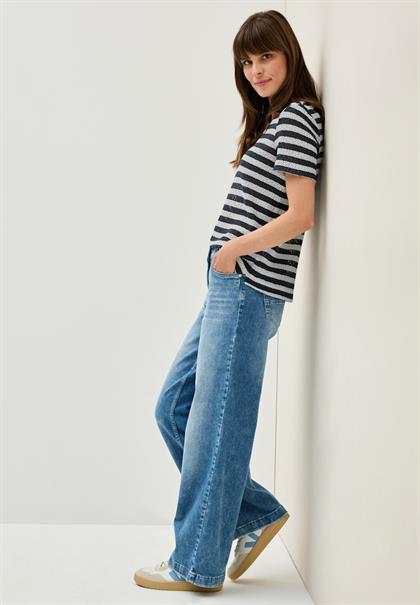 Gestreiftes Ajour T-Shirt urban navy blue