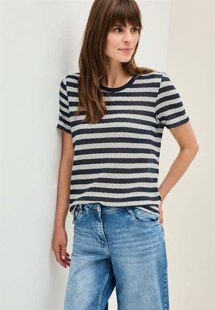 Gestreiftes Ajour T-Shirt urban navy blue