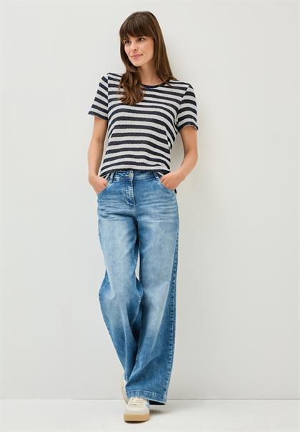Gestreiftes Ajour T-Shirt urban navy blue