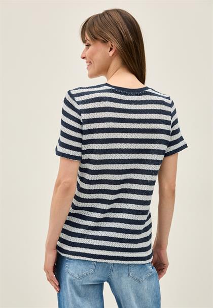 Gestreiftes Ajour T-Shirt urban navy blue