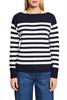 Gestreiftes Baumwoll-Sweatshirt mit Bootausschnitt navy