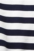 Gestreiftes Baumwoll-Sweatshirt mit Bootausschnitt navy