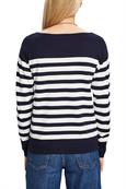 Gestreiftes Baumwoll-Sweatshirt mit Bootausschnitt navy