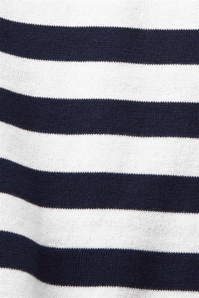 Gestreiftes Baumwoll-Sweatshirt mit Bootausschnitt navy