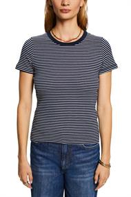 Gestreiftes Baumwoll-T-Shirt navy