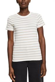 Gestreiftes Baumwoll-T-Shirt off white