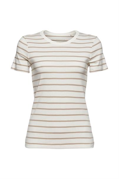 Gestreiftes Baumwoll-T-Shirt off white