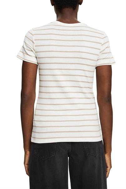 Gestreiftes Baumwoll-T-Shirt off white
