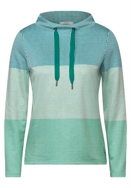 Gestreiftes Colorblock Shirt petrol green