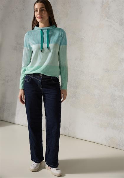 Gestreiftes Colorblock Shirt petrol green