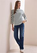 Gestreiftes Federgarn Shirt universal blue