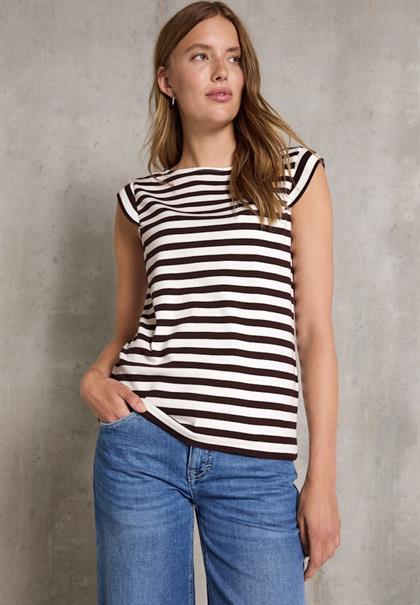 Gestreiftes Jersey-Top fudge red