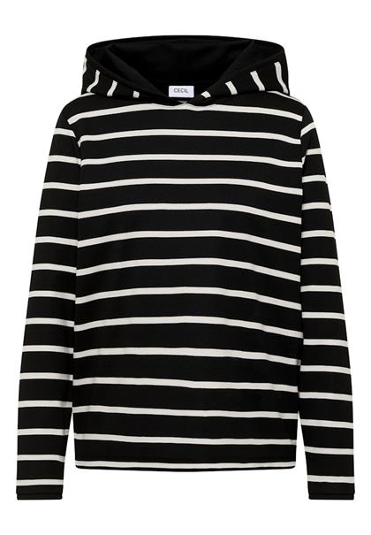 Gestreiftes Kapuzenshirt black