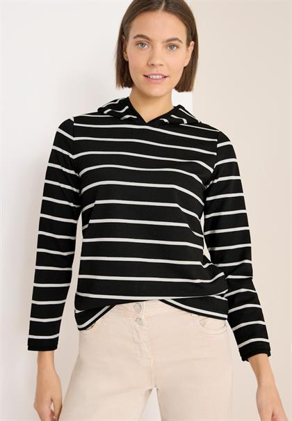 Gestreiftes Kapuzenshirt black