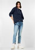Gestreiftes Kapuzenshirt deep blue