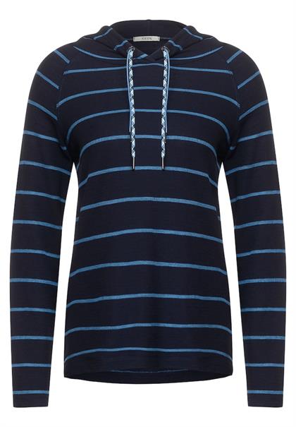 Gestreiftes Kapuzenshirt deep blue