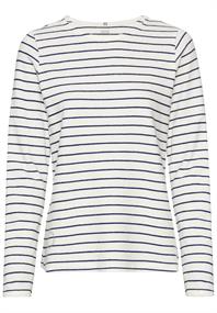 Gestreiftes Langarmshirt aus reiner Baumwolle indigo blue stripes