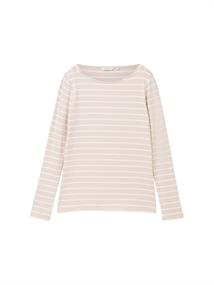 Gestreiftes Langarmshirt mit Bio-Baumwolle beige white stripe
