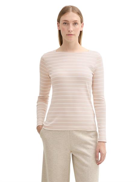 Gestreiftes Langarmshirt mit Bio-Baumwolle beige white stripe