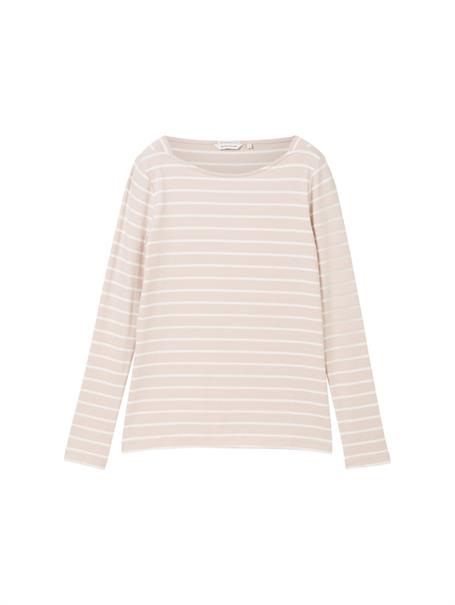 Gestreiftes Langarmshirt mit Bio-Baumwolle beige white stripe