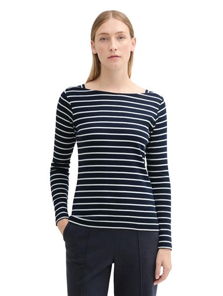 Gestreiftes Langarmshirt mit Bio-Baumwolle navy white stripe