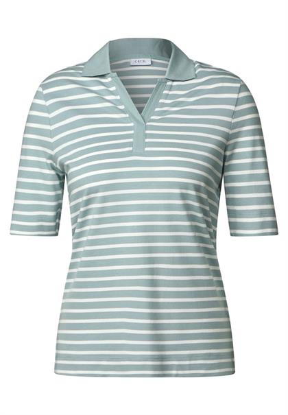 Gestreiftes Piquée Poloshirt cool salvia green