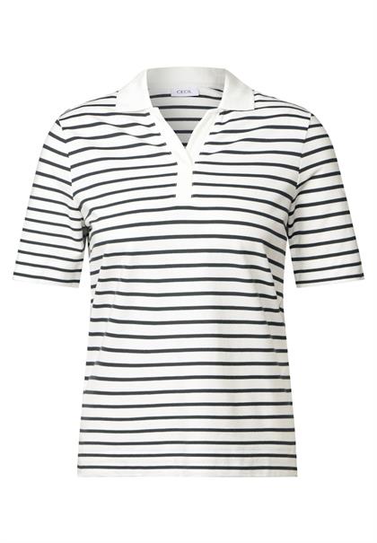 Gestreiftes Piquée Poloshirt vanilla white