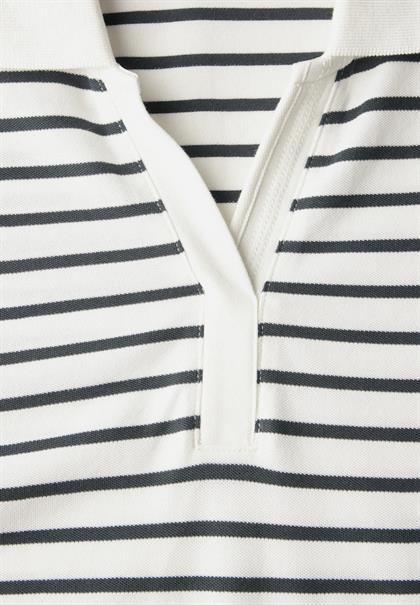 Gestreiftes Piquée Poloshirt vanilla white