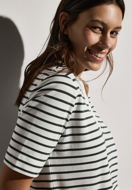 Gestreiftes Piquée Poloshirt vanilla white