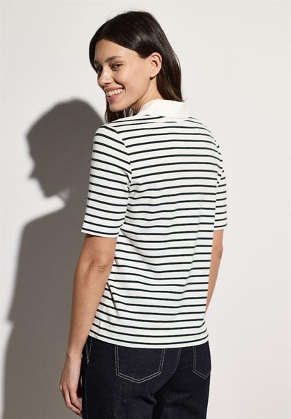 Gestreiftes Piquée Poloshirt vanilla white