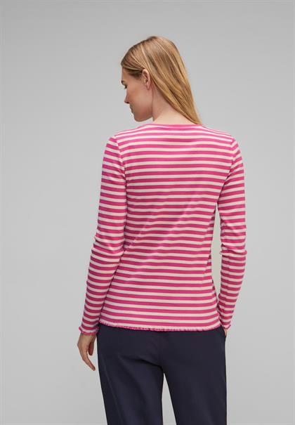 Gestreiftes Rippshirt cozy pink