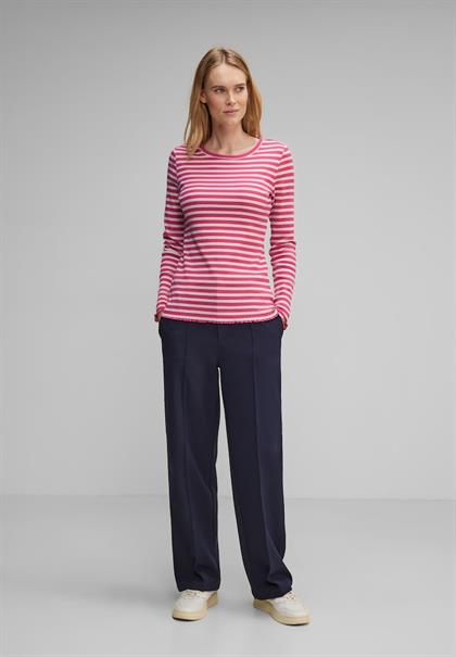 Gestreiftes Rippshirt cozy pink