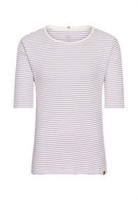 Gestreiftes Rundhals T-Shirt aus reiner Baumwolle violet milkwhite