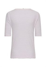 Gestreiftes Rundhals T-Shirt aus reiner Baumwolle violet milkwhite