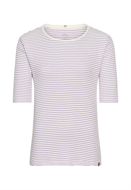 Gestreiftes Rundhals T-Shirt aus reiner Baumwolle violet milkwhite