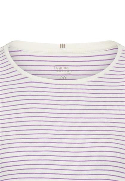 Gestreiftes Rundhals T-Shirt aus reiner Baumwolle violet milkwhite