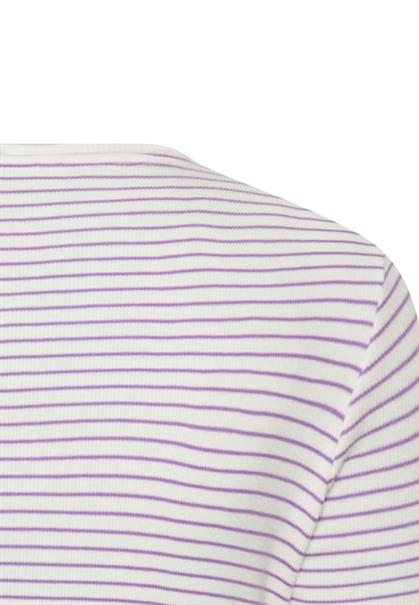 Gestreiftes Rundhals T-Shirt aus reiner Baumwolle violet milkwhite