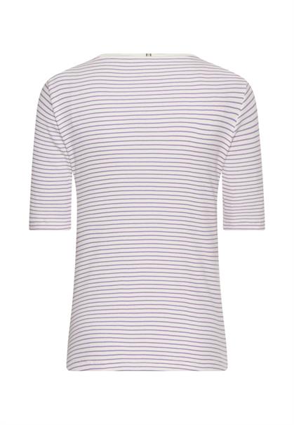 Gestreiftes Rundhals T-Shirt aus reiner Baumwolle violet milkwhite