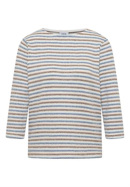 Gestreiftes Strukturshirt sporty denim blue