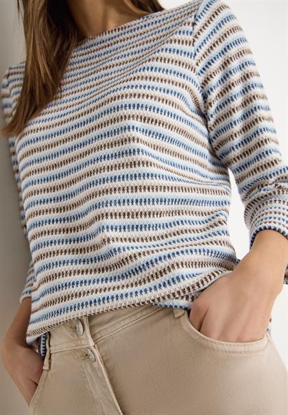 Gestreiftes Strukturshirt sporty denim blue