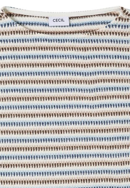 Gestreiftes Strukturshirt sporty denim blue